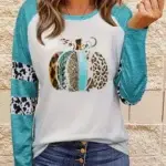 Turquoise Animal Print Pumpkin Top