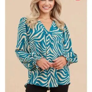Plus Size Teal Zebra Print Top