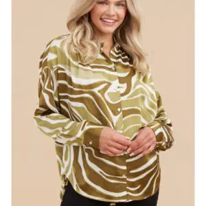 Olive Swirl Print Top