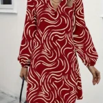 Rust and Cream Swirl Print Dress