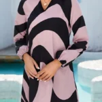 Pink And Black Collared Dress