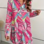 Button Down Pink and Blue Dress