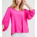 Plus Size 3/4 Bubble Sleeve Top