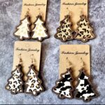 Wooden Christmas Tree Earrings
