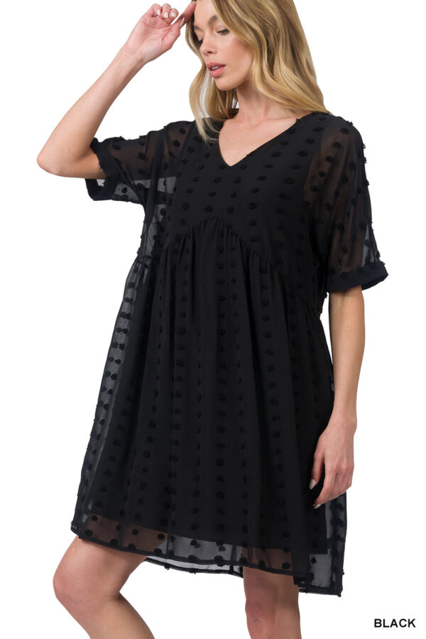 SWISS DOT BABYDOLL V-NECK DRESS - Image 2