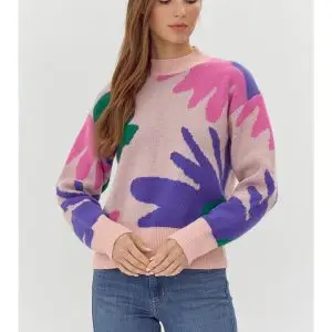 PINK AND PURPLE FLORAL SWEATER