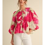 FLORAL POPLIN TIE TOP