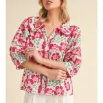 FLORAL PRINT TOP WITH ROUND COLLAR