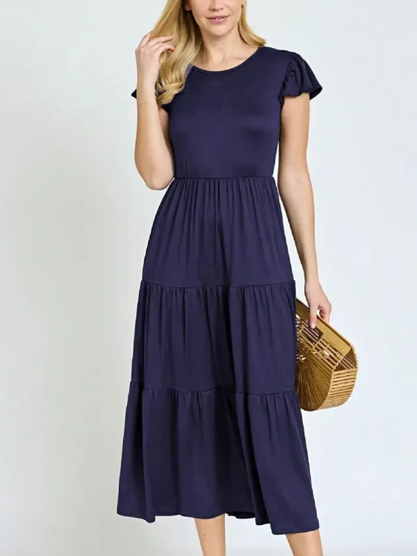 FLUTTER SLEEVE TIERED MAXI DRESS - Image 2