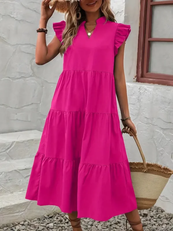 HOT PINK TIERED MAXI DRESS