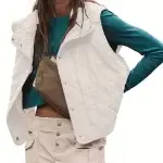 WHITE QUILTED VEST WITH FLEECE LINING