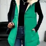 HOODED KELLY GREEN LINED VEST