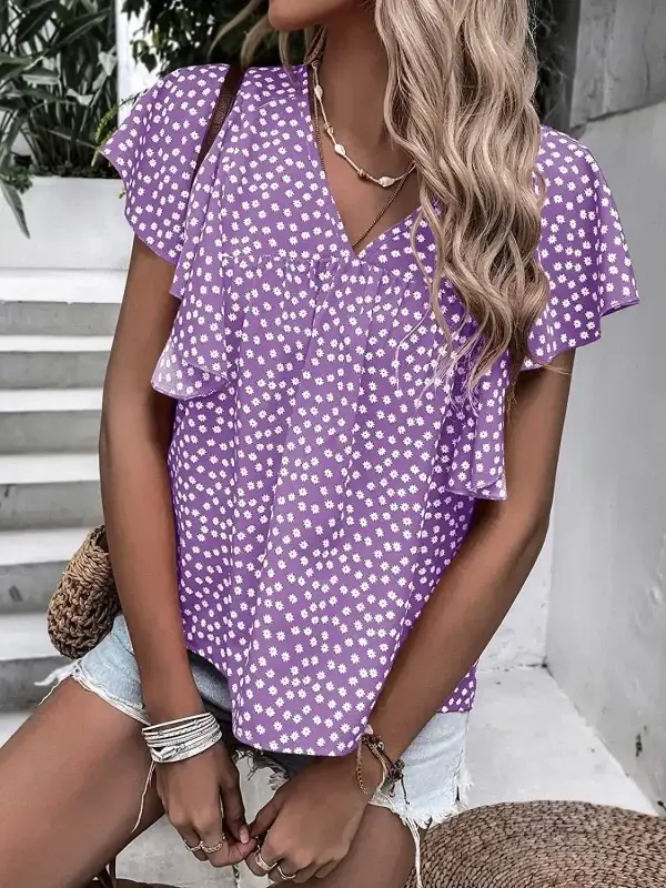 FLUTTER SLEEVE FLORAL TOP - Image 2