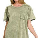 ACID WASHED ROUND NECK T-SHIRTS