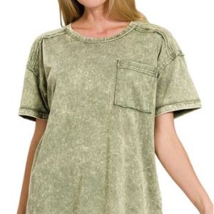 ACID WASHED ROUND NECK T-SHIRTS