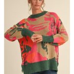 Hunter Green and Pink Sweater