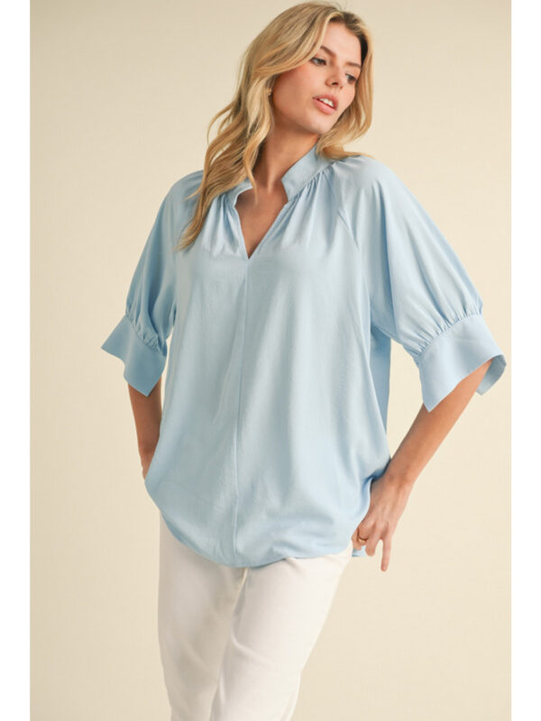 RAGLAN HALF SLEEVE SPLIT NECK TOP - Image 2