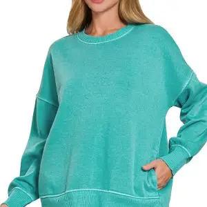 Fleece Hi-Low Hem Pullover With Pocket