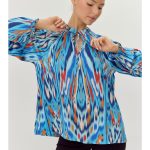 Blue and Rust Print Top