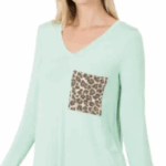 LONG SLEEVE TOP WITH ANIMAL PRINT POCKET