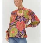 Mulberry/Green Floral Top