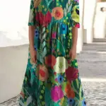 FLORAL PRINT PLEATED DRESS