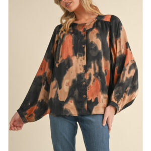 BUBBLE SLEEVE BUTTON DOWN TOP