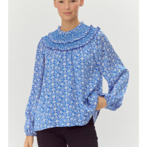 SMOCKED FLORAL PRINT TOP