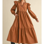 RUFFLE TIERED DRESS WITH POCKETS