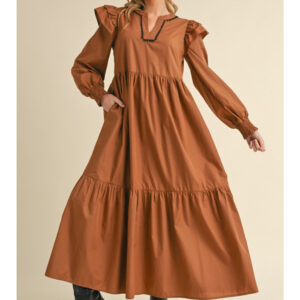 RUFFLE TIERED DRESS WITH POCKETS