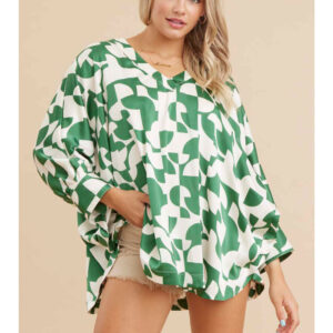V-NECK GEOMETRIC PRINT TOP