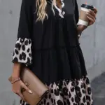 LEOPARD PRINT A LINE DRESS