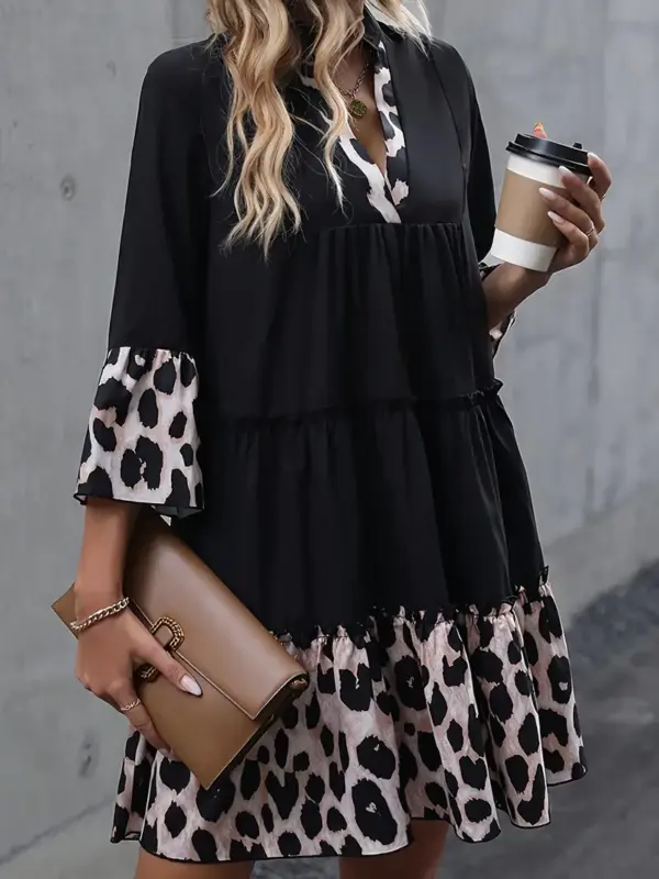 LEOPARD PRINT A LINE DRESS