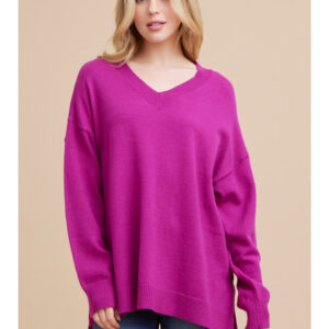 MAGENTA V-NECK SWEATER