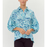 ROYAL BLUE ZEBRA TOP WITH DOLMAN SLEEVES