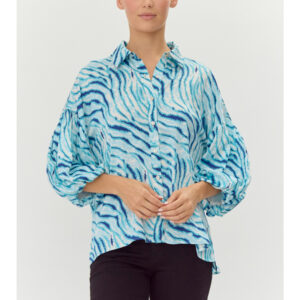 ROYAL BLUE ZEBRA TOP WITH DOLMAN SLEEVES