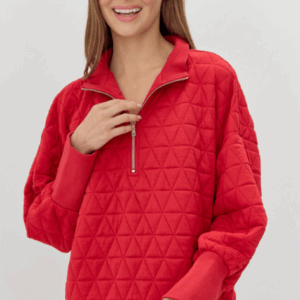 TEXTURED HALF ZIP PULLOVER