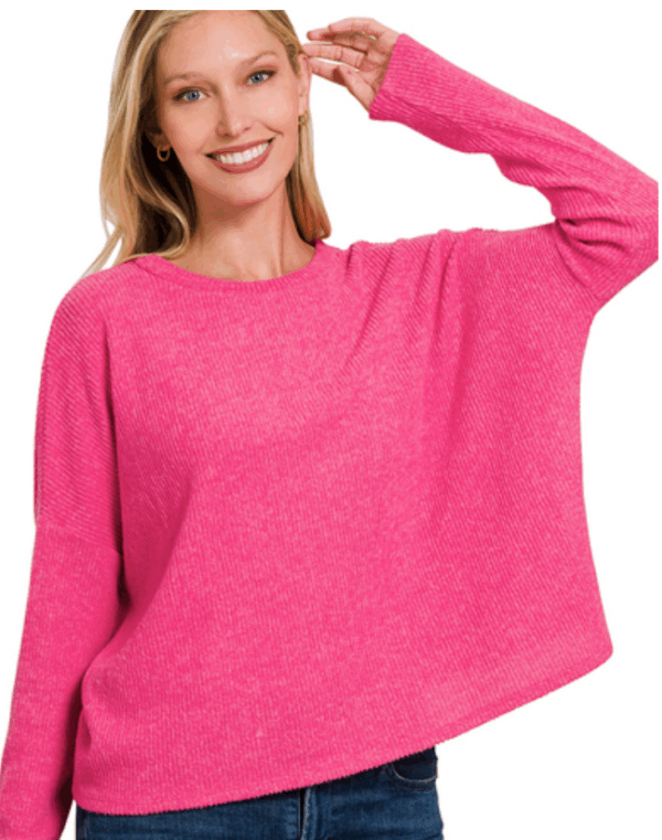 RIBBED LONG SLEEVE DOLMAN SWEATER - Image 6