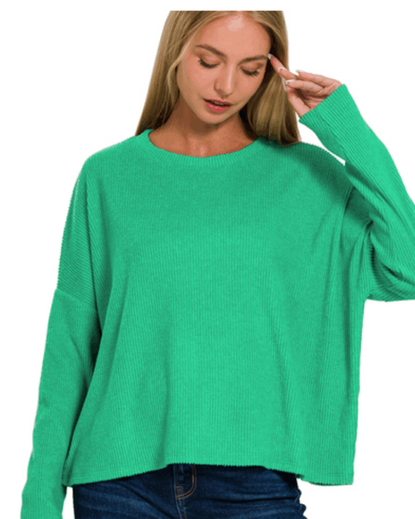 RIBBED LONG SLEEVE DOLMAN SWEATER - Image 3