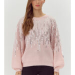 PINK AND SILVER SEQUIN SWEATER