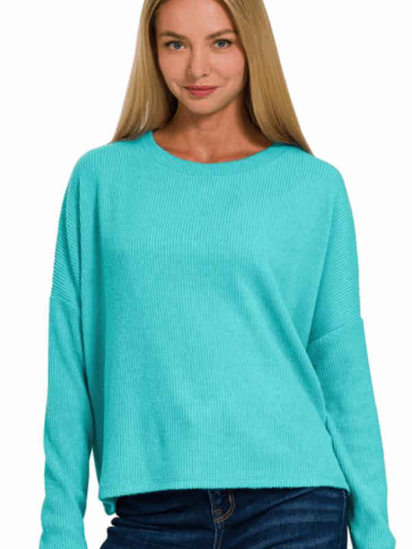 RIBBED LONG SLEEVE DOLMAN SWEATER