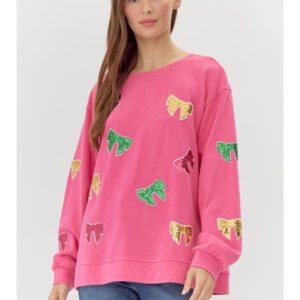 SEQUIN BOW PULLOVER