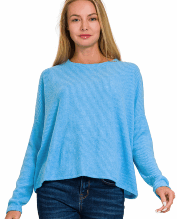 RIBBED LONG SLEEVE DOLMAN SWEATER - Image 2