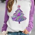 PURPLE JERSEY CHRISTMAS TREE GRAPHIC TEE