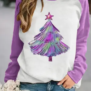 PURPLE JERSEY CHRISTMAS TREE GRAPHIC TEE
