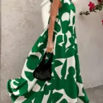 V-NECK FLORAL KELLY GREEN DRESS