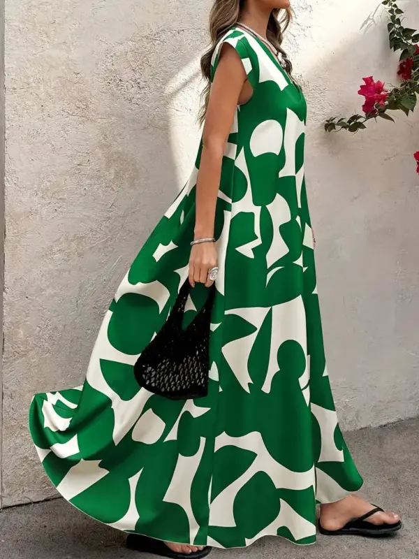 V-NECK FLORAL KELLY GREEN DRESS