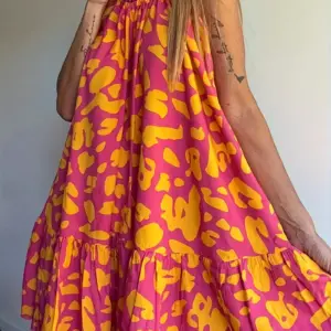 ANIMAL PRINT RUFFLE TRIM SUNDRESS