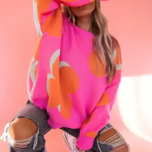 PINK AND ORANGE FLORAL SWEATER
