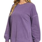 FLEECE HI-LOW HEM PULLOVER WITH POCKETS